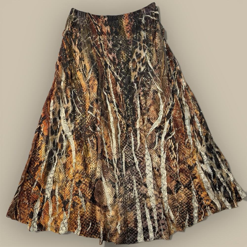Reba Maxi Skirt Women’s Medium Flowy Boho Western Knit Animal Print Festival Y2K